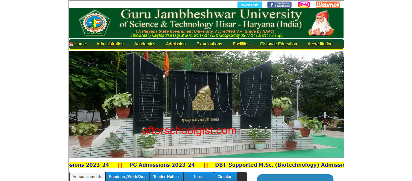 Guru Jambheshwar University Of Science And Technology GJU ST Course ...